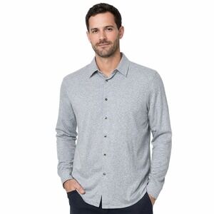 7 For All Mankind NWT Men's Gray Button Up Polo Shirt Size XL t9 NEW